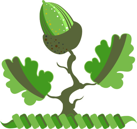 Acorn Vector illustration green leafs clip-art imageのイラスト素材