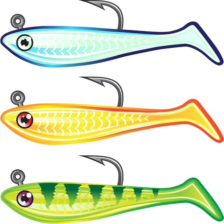Soft plastic fishing lure bait fish imitation jig Vector illustrationのイラスト素材