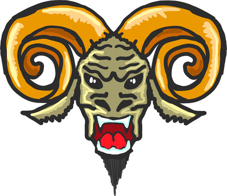 Horned satan beast sketch illustration clip-artのイラスト素材