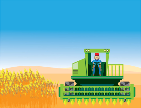 Combine Mows and Harvests cropsの写真素材