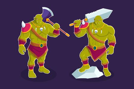 Troll orc cartoon character vector illustrationのイラスト素材