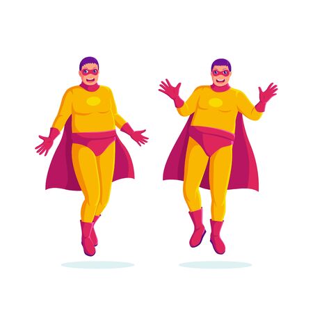 Fat Superhero Cartoon Characterのイラスト素材