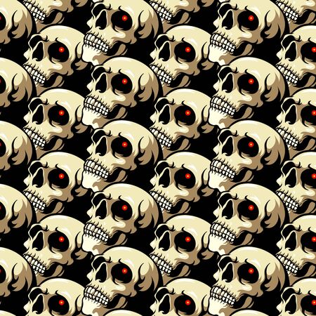 Skull head seamless pattern background wallpaper t-shirt designのイラスト素材