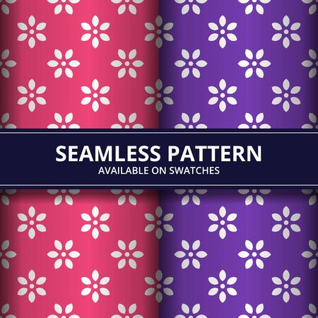 Elegant geometric flowers batik seamless pattern background wallpaper in pink and purple colorのイラスト素材