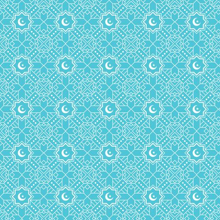 Islamic geometric seamless pattern background template with half moon and star on itのイラスト素材