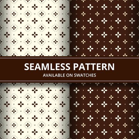 Elegant traditional Indonesia batik seamless pattern background wallpaper in brown classic style setのイラスト素材