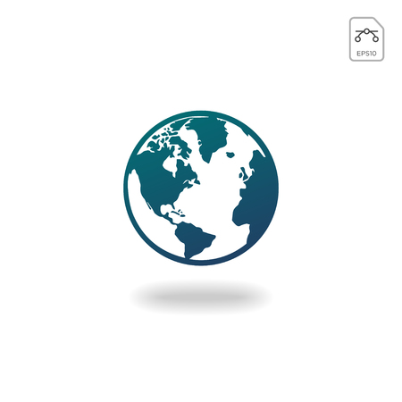 Earth globes isolated on white background. Flat planet Earth icon. Vector illustration.のイラスト素材