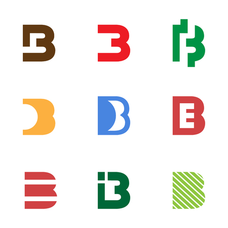 Set Letter B logo template vector illustrationのイラスト素材