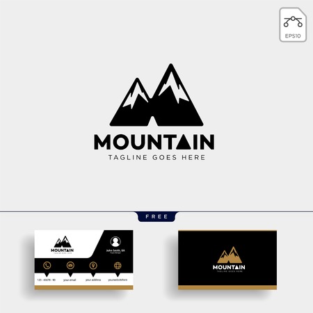 mountain initial M logo template vector illustration and business card designのイラスト素材