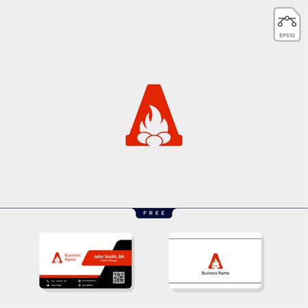 initial A logo template for corporate vector illustration, business card design template includeのイラスト素材