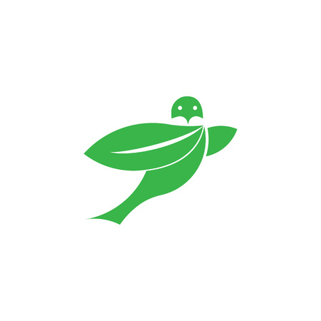 flying bird leaf eco green logo template vector illustrationのイラスト素材