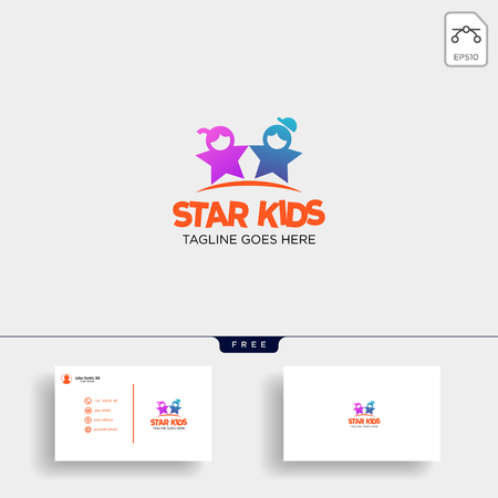 Star Kids Creative idea logo template vector illustration with business card - vectorのイラスト素材
