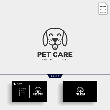 pet animals care consulting, logo template vector illustration with business cardのイラスト素材