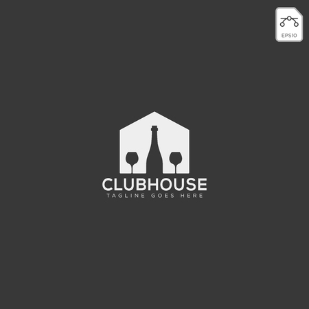 wine house or cafe creative logo template vector illustration, icon element isolatedのイラスト素材