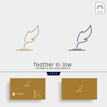 elegant feather attorney logo line design template illustration - vectorのイラスト素材