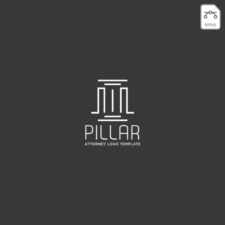 elegant pillar attorney logo line design template illustration - vectorのイラスト素材