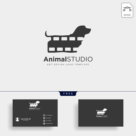 animal film studio logo template vector icon element with business cardのイラスト素材