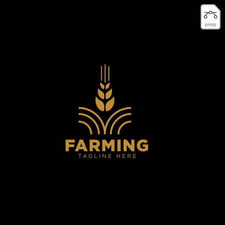 gold ulture farm line badge vintage logo template vector illustration icon element isolatedのイラスト素材