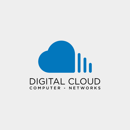 cloud digital technology line logo template vector illustration icon element isolated - vector