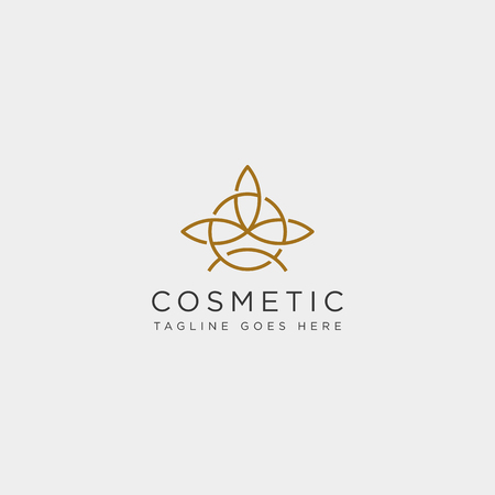 beauty cosmetic line art logo template vector illustration icon element isolated with business card- vectorのイラスト素材