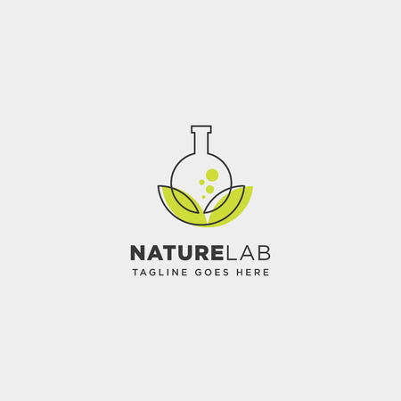 eco lab nature leaf simple line logo template vector illustration icon element - vectorのイラスト素材