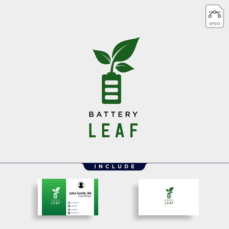 battery leaf eco nature energy renewable simple logo template vector illustration - vectorのイラスト素材
