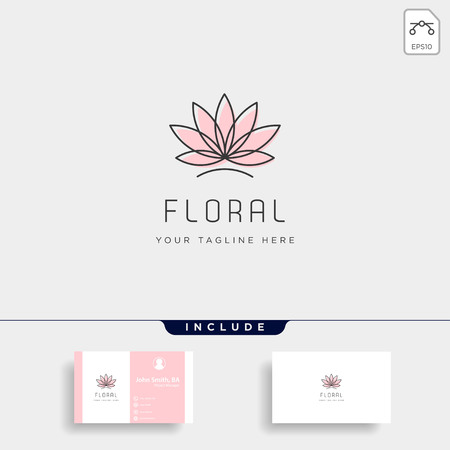 flower floral line beauty premium simple logo template vector icon elementのイラスト素材