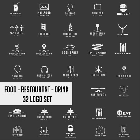 food chef logo collection design vector icon element, logo set downloadのイラスト素材