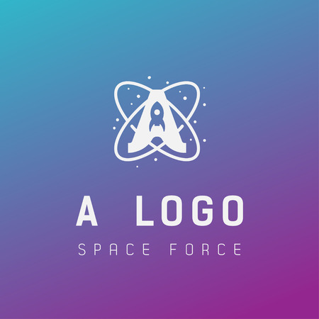 a initial space force logo design galaxy rocket vector in gradient background - vectorのイラスト素材