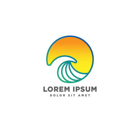 beach sunset logo design vector icon element, sunset logo concept - vectorのイラスト素材
