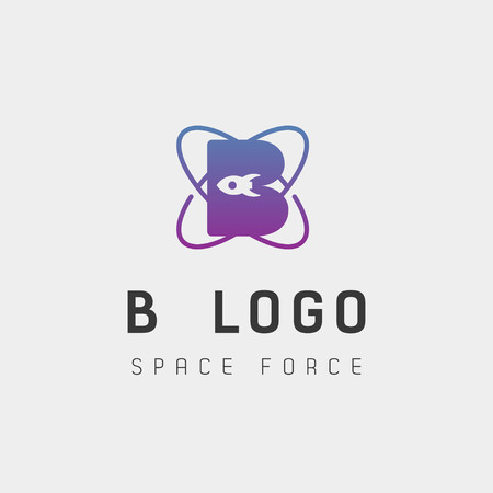 space force logo design b initial galaxy rocket vector in gradient background - vectorのイラスト素材