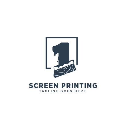 screen printing logo design concept vector illustration - vectorのイラスト素材