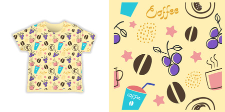 coffee pattern vector illustration seamless for fabric shirt - vectorのイラスト素材