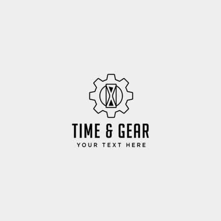gear time logo line design management industrial vector icon element isolatedのイラスト素材
