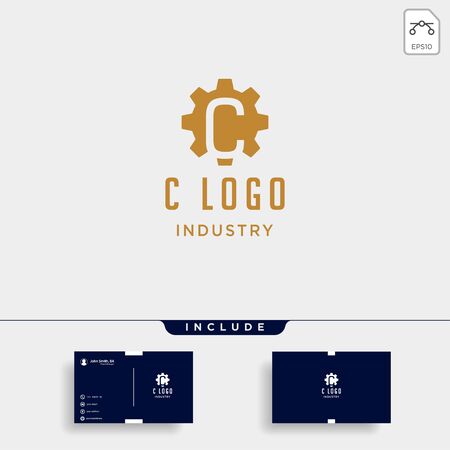gear machine logo initial c industry vector icon designのイラスト素材