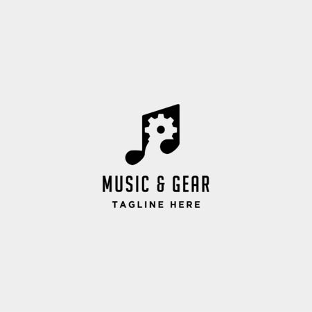 music gear logo design studio headphone microphone cassete vector monolineのイラスト素材