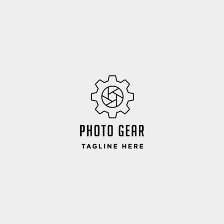 gear photo logo vector photography industry simple line icon sign symbol isolatedのイラスト素材