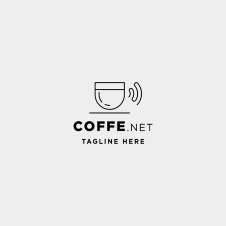 coffee wifi logo design vector cafe internet icon sign symbol isolatedのイラスト素材