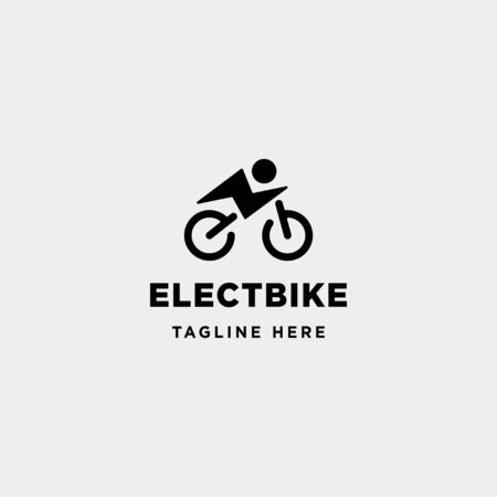 hipster bike electric logo design vector power vehicle icon symbol sign isolatedのイラスト素材