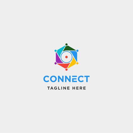 lens hexagon technology logo design vector camera internet symbol icon illustrationのイラスト素材