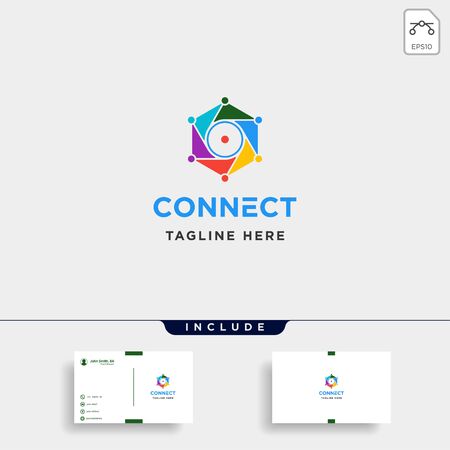 lens hexagon technology logo design vector camera internet symbol icon illustrationのイラスト素材
