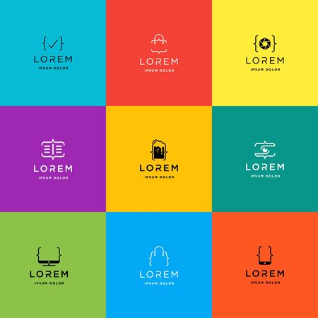 code coding logo design set vector templateのイラスト素材