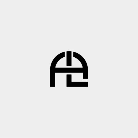 Letter AL LA A L Monogram Logo Design Minimal Icon With Black Colorのイラスト素材
