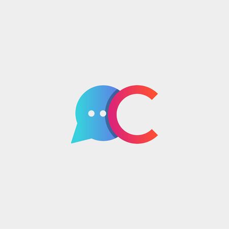 Letter C Chat Talk Logo Template Vector Design Message Iconのイラスト素材