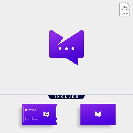 Letter M Chat Logo Template Vector Design Message Iconのイラスト素材