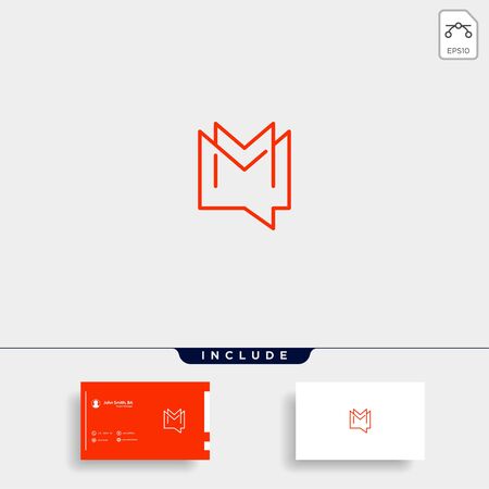 Letter M Chat Logo Template Vector Design Message Iconのイラスト素材