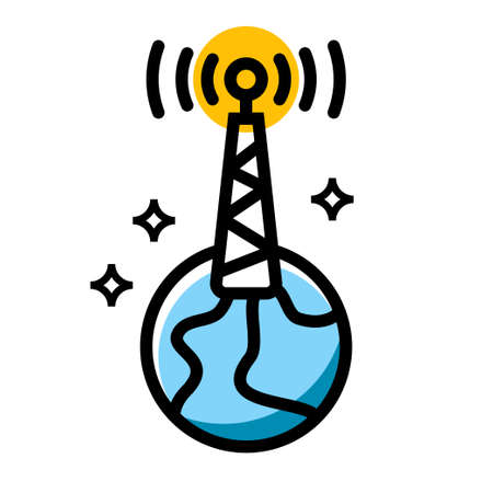 wireless tower on earth vector icon designのイラスト素材