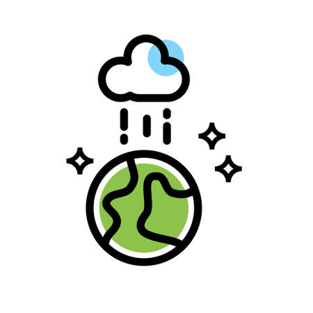 Cloud Rain on earth vector icon designのイラスト素材