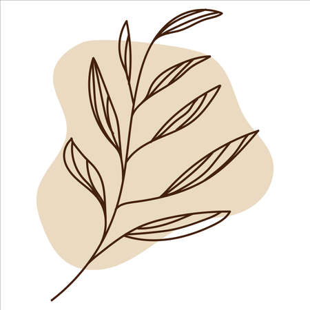 Leaf Line Art With Shapes In Pastelのイラスト素材