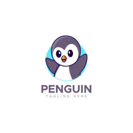 Cute Penguin Logo design conceptのイラスト素材
